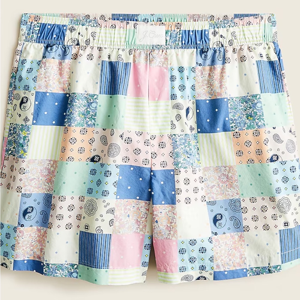 J. Crew Women's Cotton Poplin Boxer in Patchwork NWT